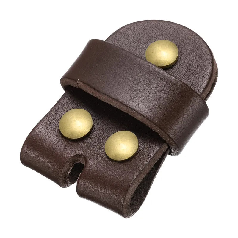 Leather Belt Pin Buckle with Rivets, 35mm Belt Head Connection Loop for DIY Crafting Men Women's Belts Accessories (Coffee)