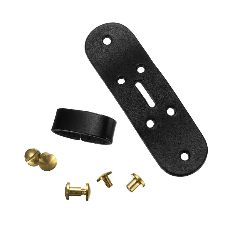 Leather Belt Pin Buckle with Rivets, 33.5mm Belt Connection Loop, Black