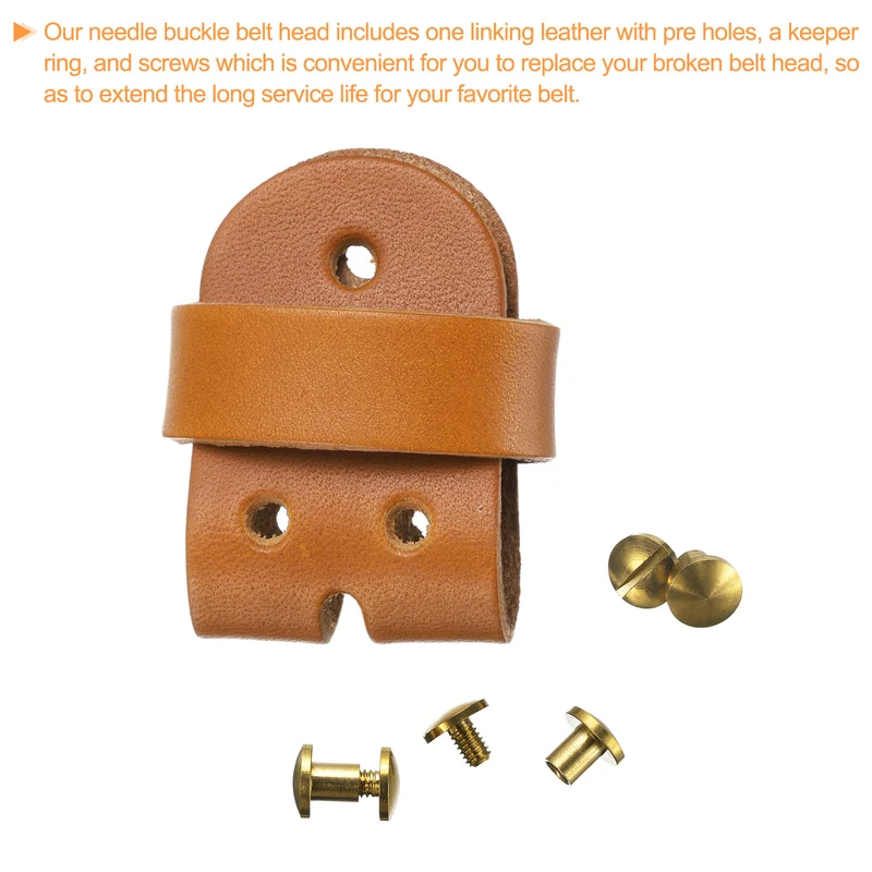 Leather Belt Pin Buckle with Rivets, 39mm Belt Head Connection Loop for DIY Crafting Men Women's Belts Accessories (Yellow Orange)