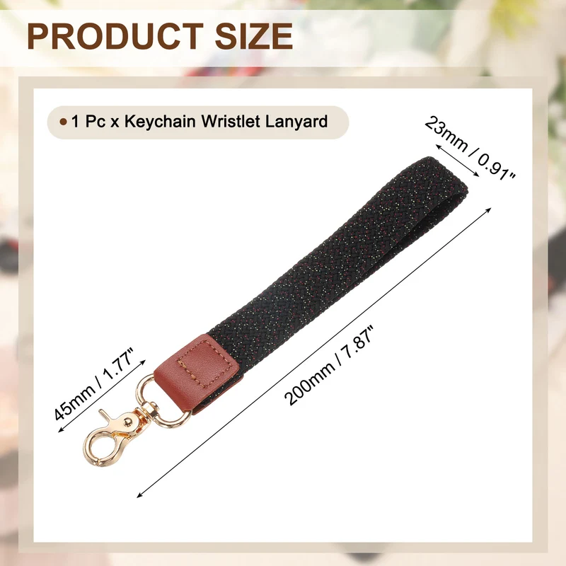 Wrist Lanyard Keychain, Braided Wristlet Strap with Gold Clasp, Starry Night
