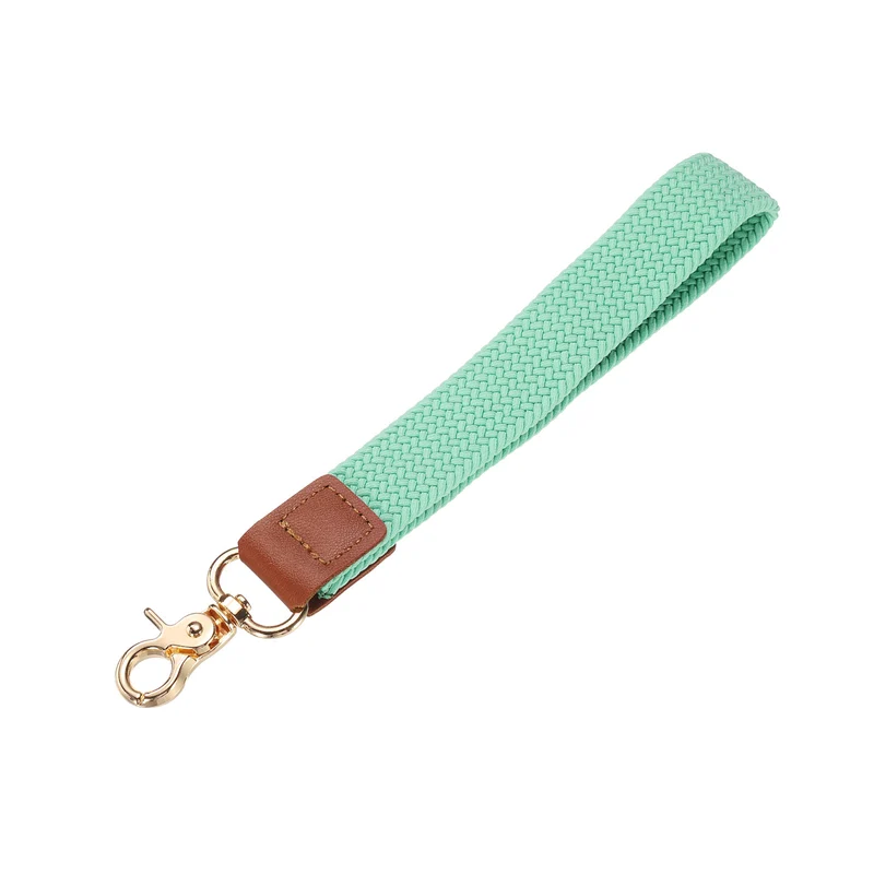 Wrist Lanyard Keychain, Braided Wristlet Strap with Gold Clasp, Lake Blue