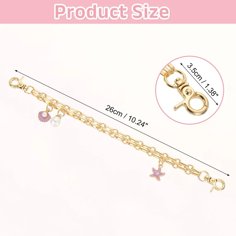 1Pcs 10" Shell Pearl Combination Pendant Handbag Chain Strap, Purple