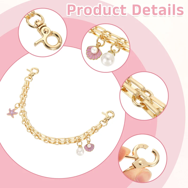 1Pcs 10" Shell Pearl Combination Pendant Handbag Chain Strap, Purple