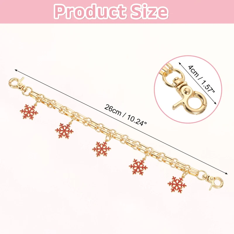 1Pcs 10" Snowflake Pendant Handbag Chain Strap, Red