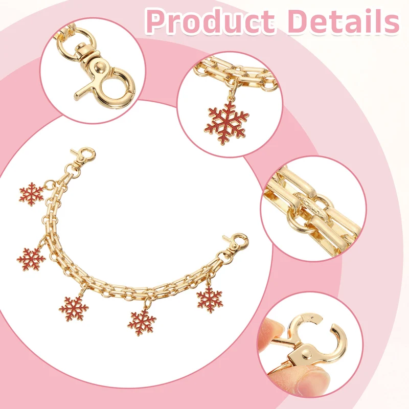 1Pcs 10" Snowflake Pendant Handbag Chain Strap, Red
