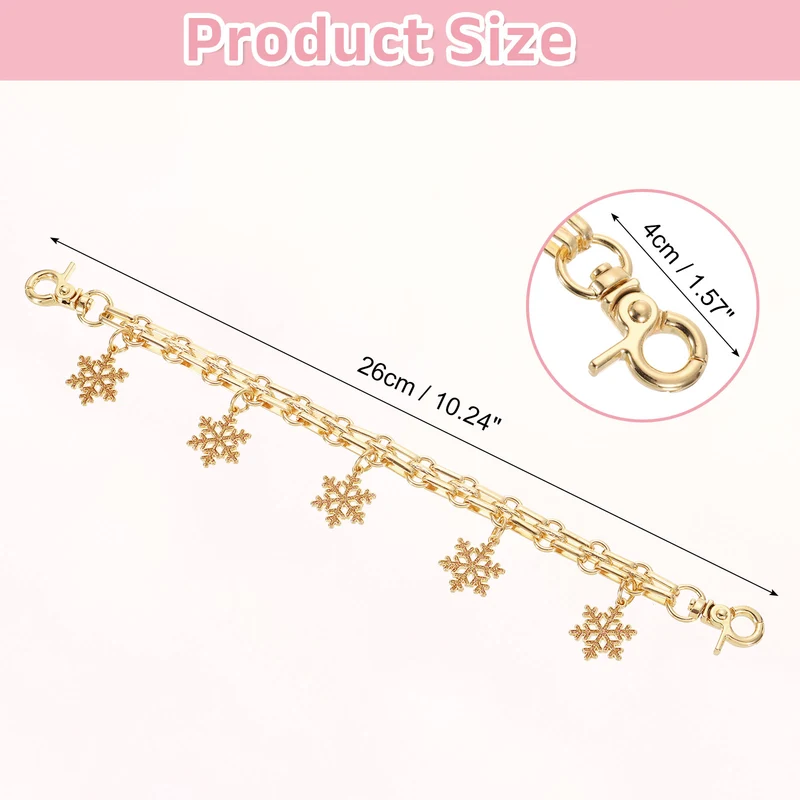 1Pcs 10" Snowflake Pendant Handbag Chain Strap, Champagne