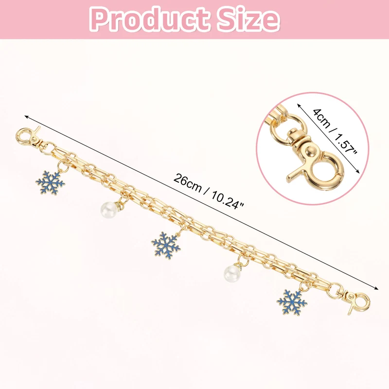 1Pcs 10" Snowflake Pearl Pendant Handbag Chain Strap, Blue