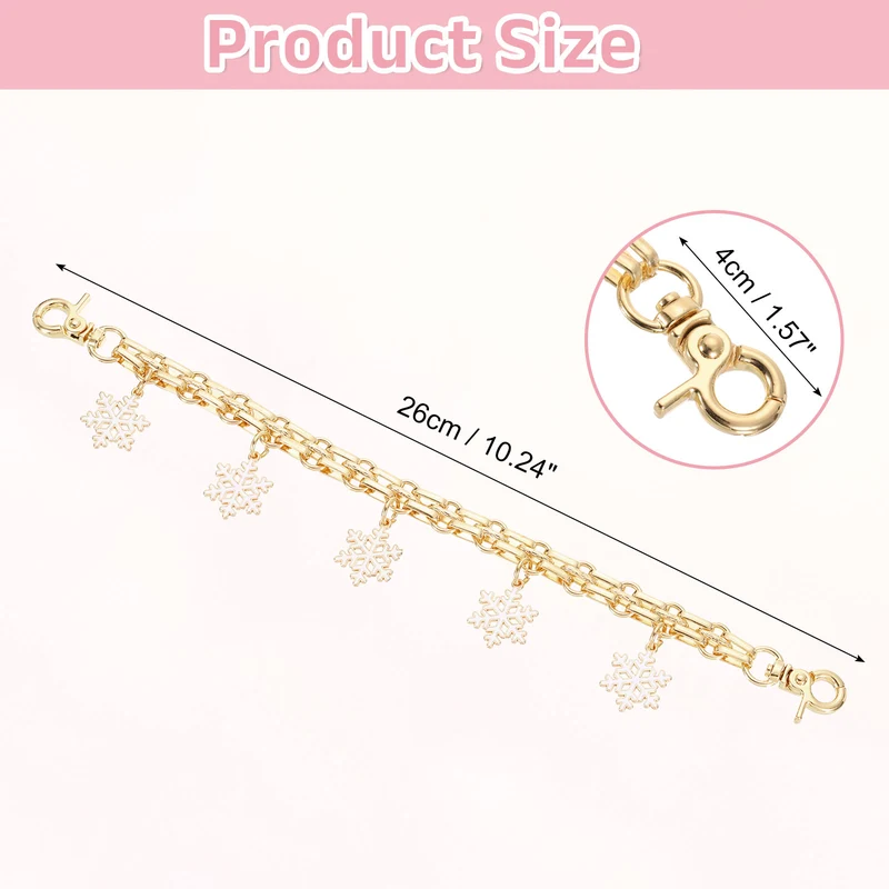 1Pcs 10" Snowflake Pendant Handbag Chain Strap, White