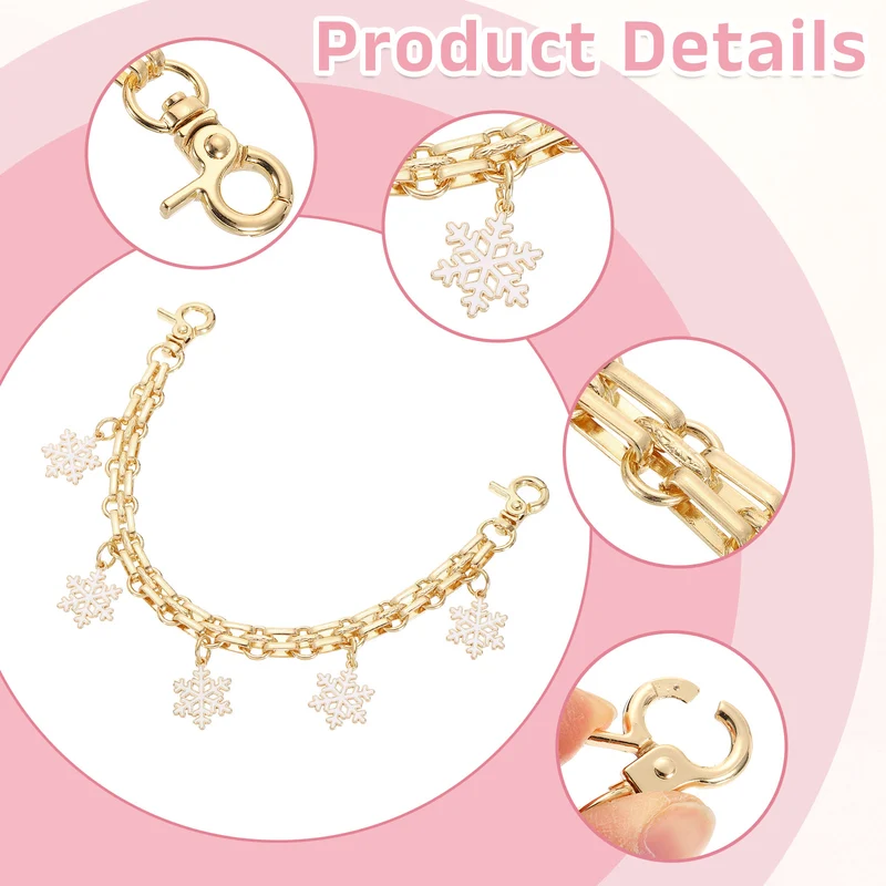 1Pcs 10" Snowflake Pendant Handbag Chain Strap, White