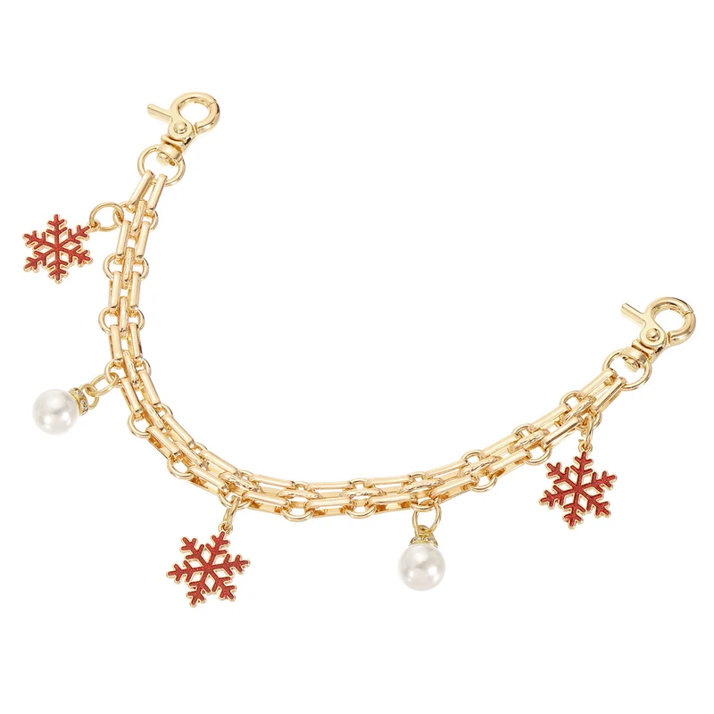 1Pcs 10" Snowflake Pearl Pendant Handbag Chain Strap, Red