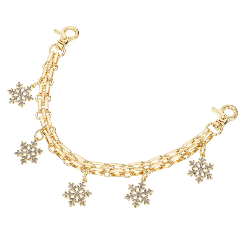 1Pcs 10" Snowflake Pendant Handbag Chain Strap, Silver Flash