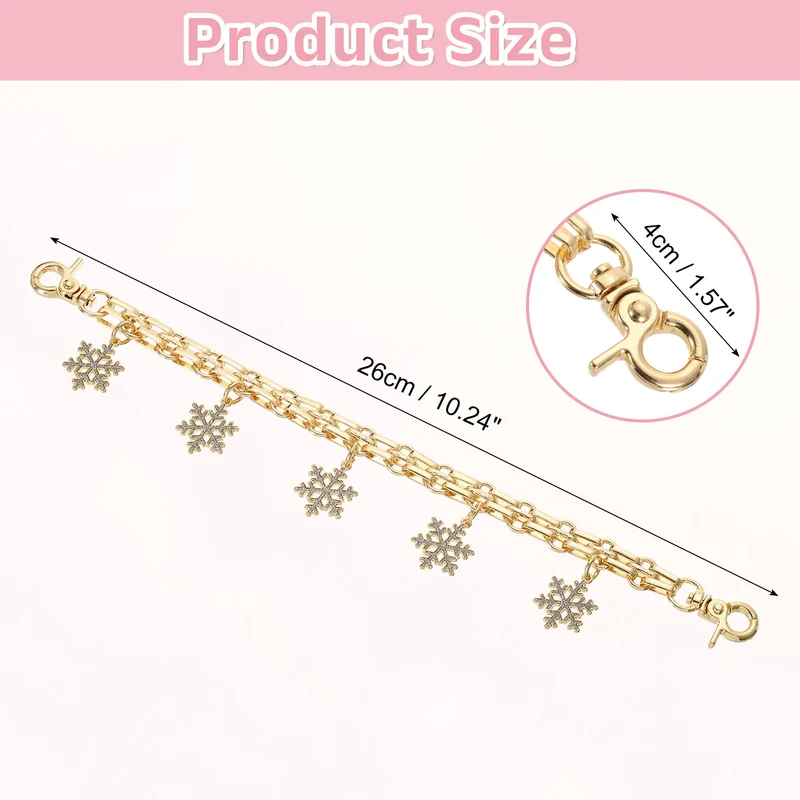 1Pcs 10" Snowflake Pendant Handbag Chain Strap, Silver Flash