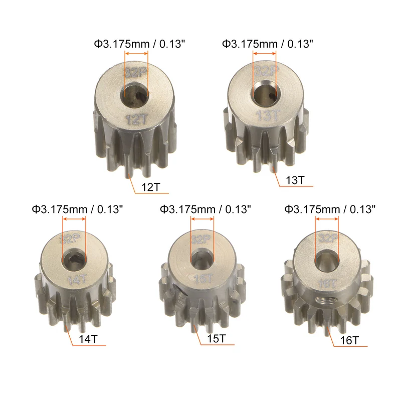 32P Pinion Motor Gear Set 12T 13T 14T 15T 16T 1/8 inch RC Motor Shaft