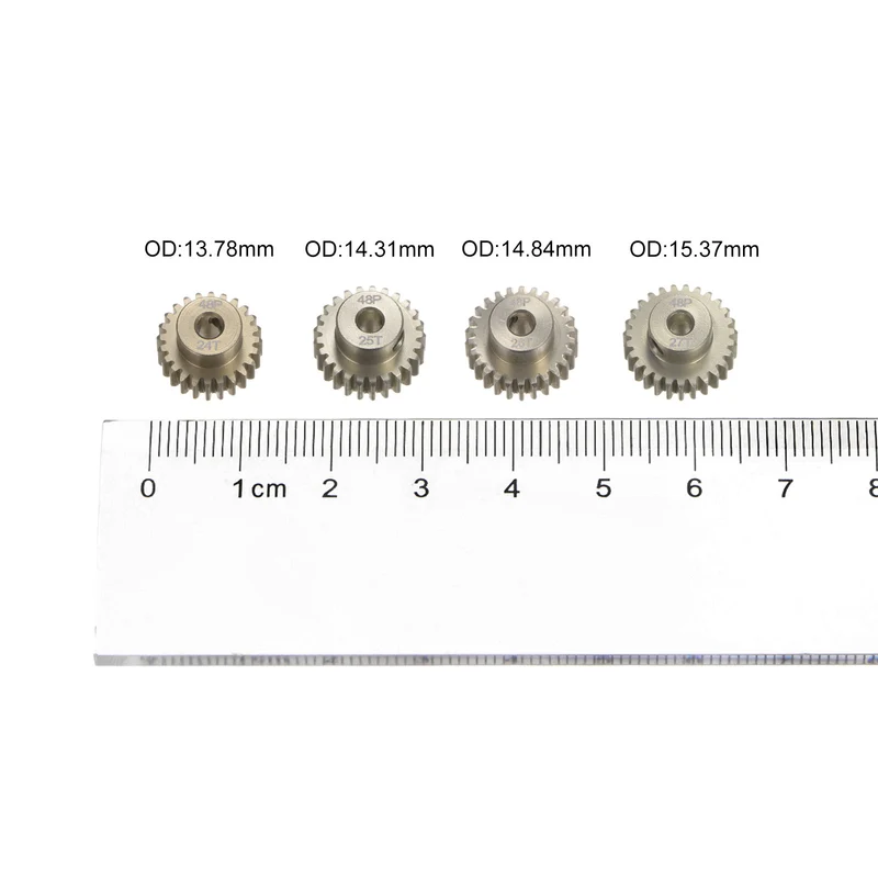 48P Pinion Motor Gear Set 24T 25T 26T 27T 1/8 Inch RC Motor Shaft 7075 Aluminum