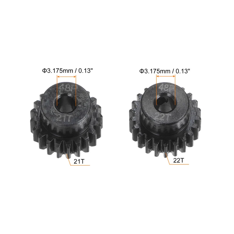 48P Hardened Pinion Motor Gear Set 21T 22T 1/8 Inch RC Motor Shaft