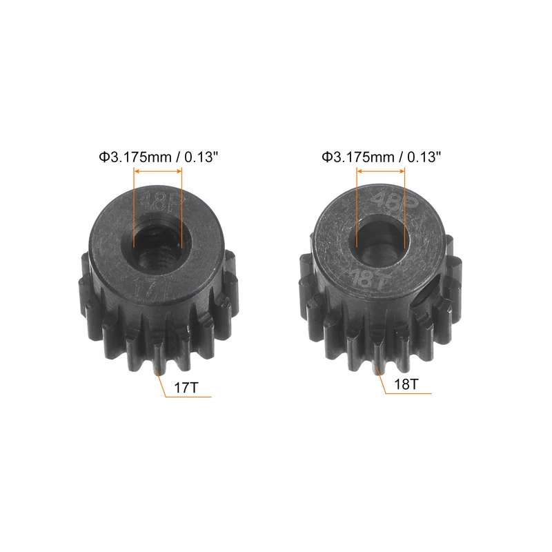 48P Hardened Pinion Motor Gear Set 17T 18T 1/8 Inch RC Motor Shaft