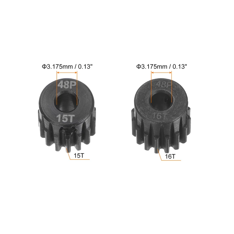 48P Hardened Pinion Motor Gear Set 15T 16T 1/8 Inch RC Motor Shaft