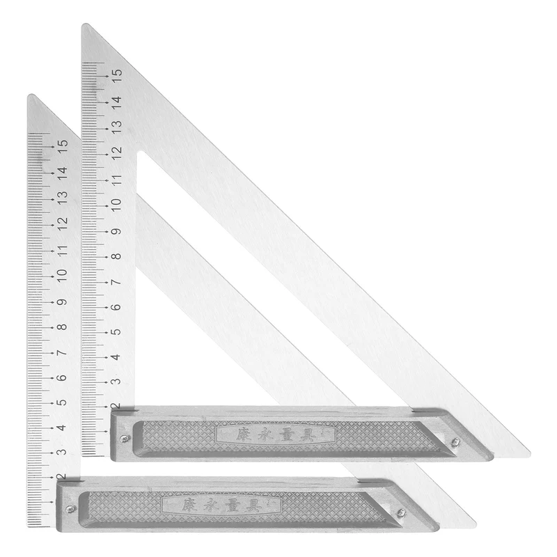 2Pcs 6" Speed Ruler Layout Tool Aluminum Alloy Triangular Carpenter Square