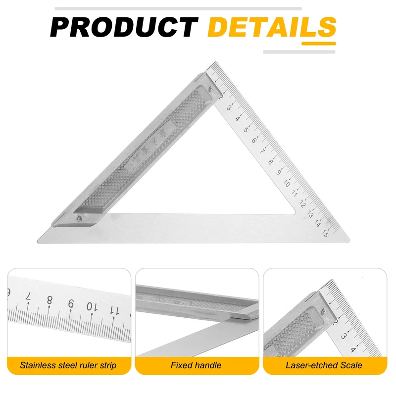 2Pcs 6" Speed Ruler Layout Tool Aluminum Alloy Triangular Carpenter Square