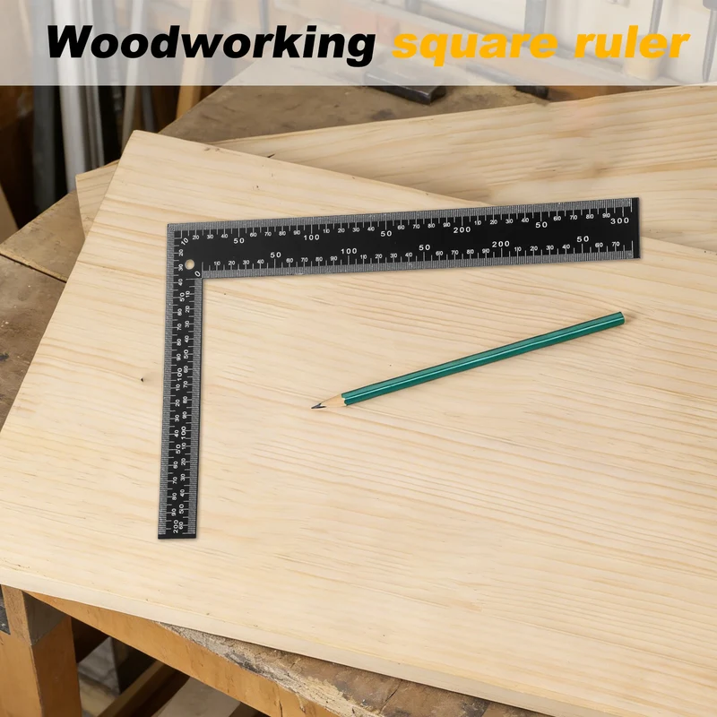 24" High Precision 90 Degree Stainless Steel Woodworking Square, Black