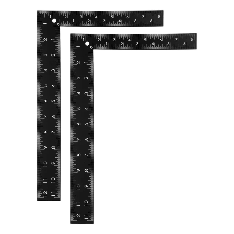 2Pcs 12" High Precision 90 Degree Stainless Steel Woodworking Square, Black