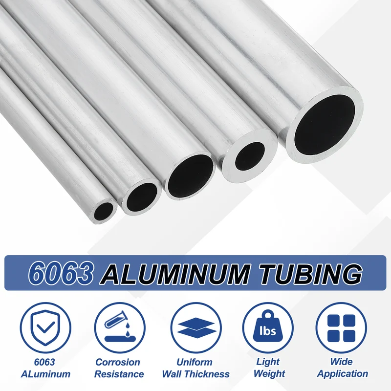 6063 Aluminum Tubing Round Tube 7mm ODx5mm ID 13"Metal Straight Pipe Silver