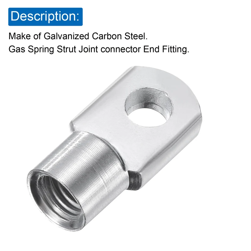 6Pcs Gas Spring Strut M8 Joint Female Threaded Connectors Steel Silver Tone