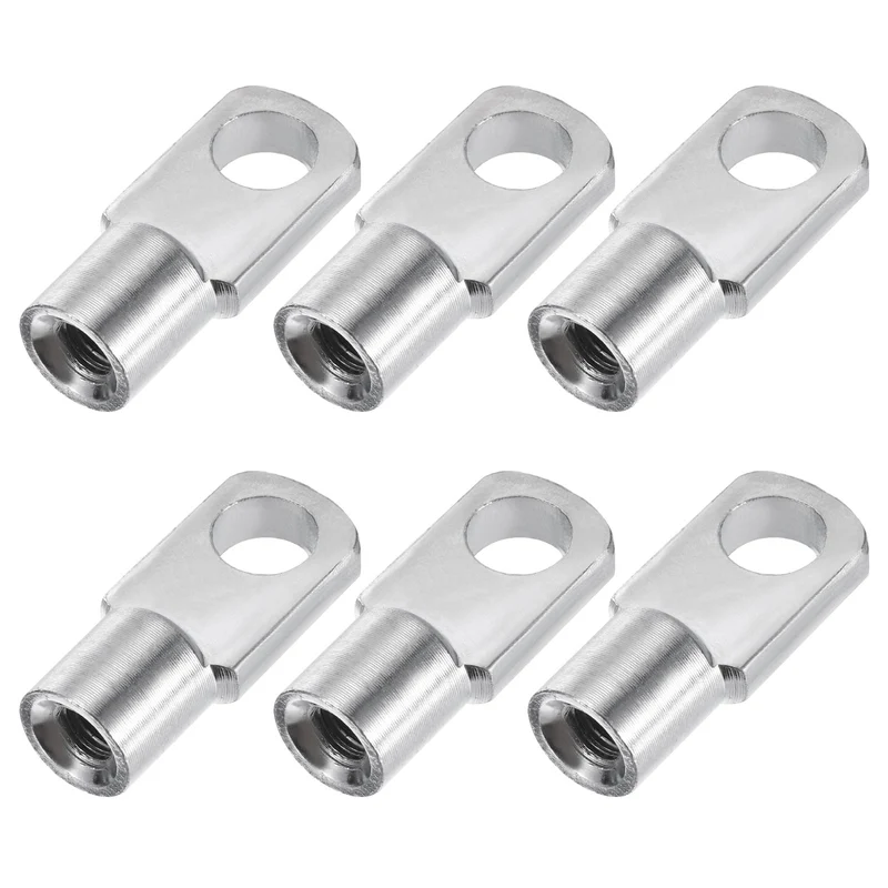6Pcs Gas Spring Strut M6 Joint Female Threaded Connectors Steel Silver Tone