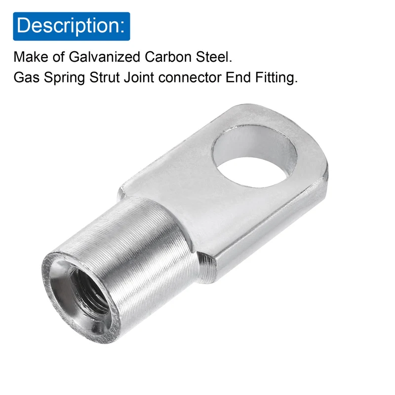 6Pcs Gas Spring Strut M6 Joint Female Threaded Connectors Steel Silver Tone