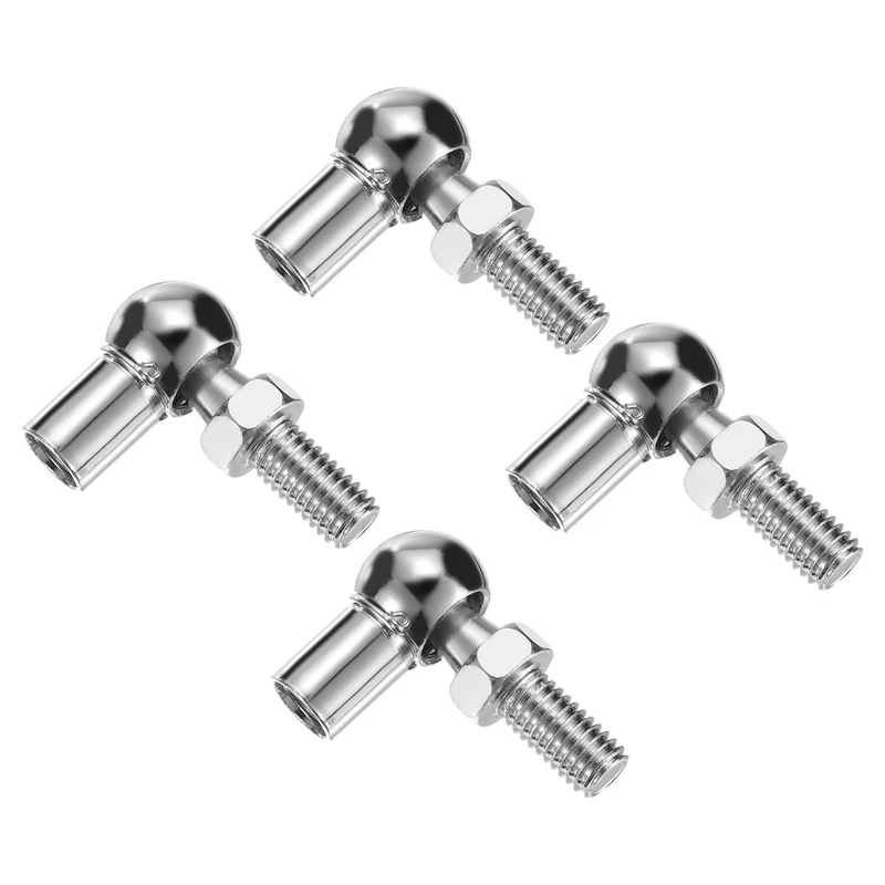 4Pcs Gas Spring Strut M8x1.25 Joint Female Threaded Connectors Steel Silver Tone