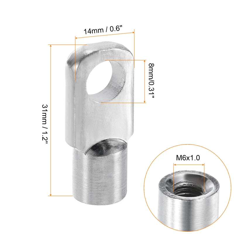 20 x Gas Spring Strut M6x11mm Fitting Female Threaded Connectors Steel Silver
