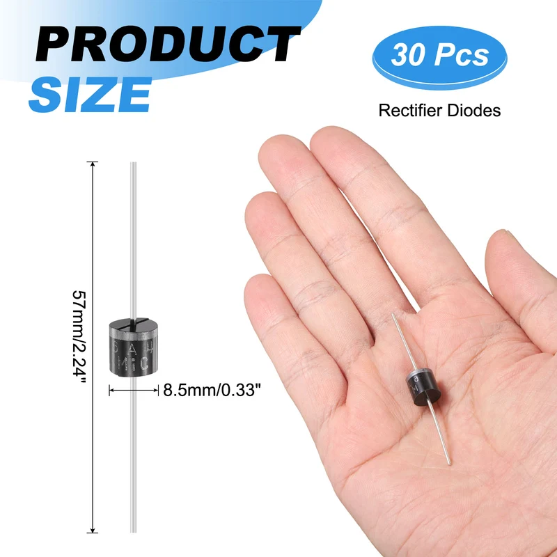 30 Pcs 6A4 Rectifier Diode, 6A 400V R-6 Electronic Silicon Diodes