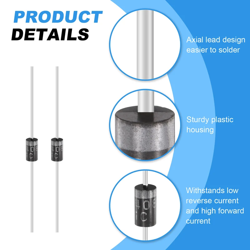 30 Pcs 1N5408 Rectifier Diode, 3A 1000V DO-27 Electronic Silicon Diodes