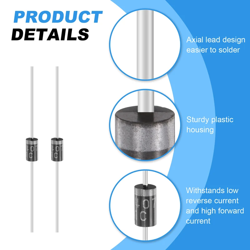 30 Pcs 1N5407 Rectifier Diode, 3A 800V DO-27 Electronic Silicon Diodes