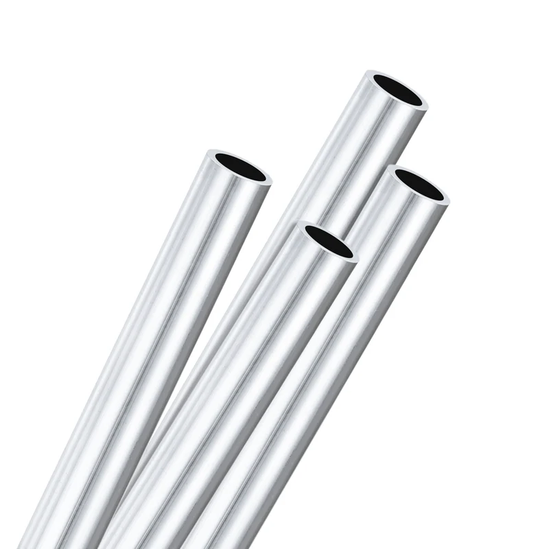 4-Pack 6063 Aluminum Round Tube, 7mmx9mm(IDxOD) 250mm Length Straight Tubing