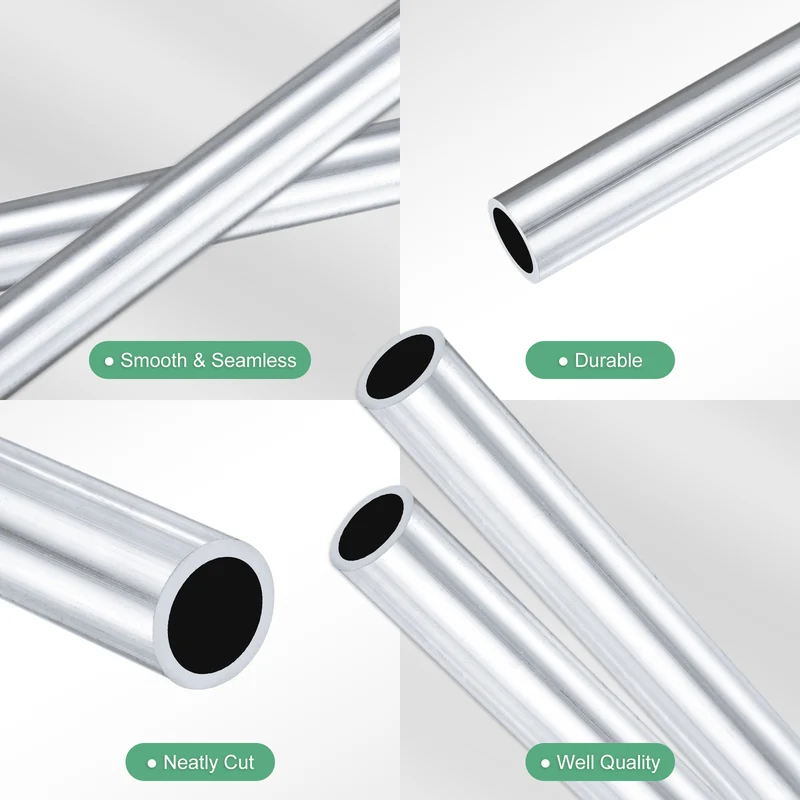 2-Pack 6063 Aluminum Round Tube, 7mmx9mm(IDxOD) 250mm Length Straight Tubing