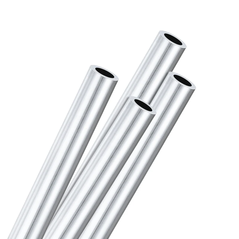 4-Pack 6063 Aluminum Round Tube, 6mmx9mm(IDxOD) 250mm Length Straight Tubing