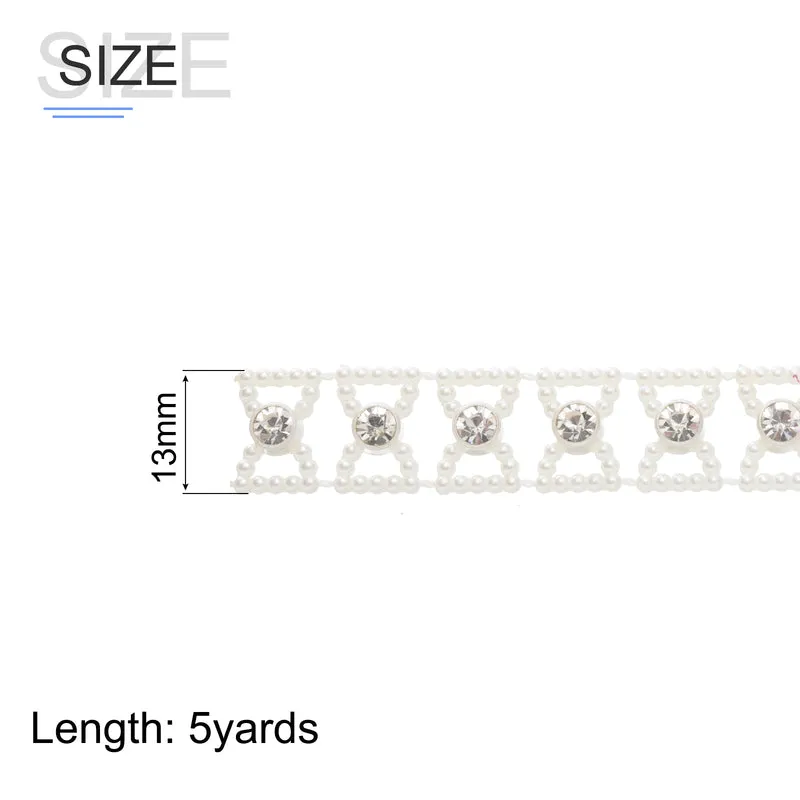 5 Yards Pearl Rhinestone Beaded Chain Trim Pearl for Dress Decoration,DIY Creative Decorations