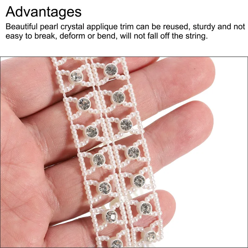 5 Yards Pearl Rhinestone Beaded Chain Trim Pearl for Dress Decoration,DIY Creative Decorations