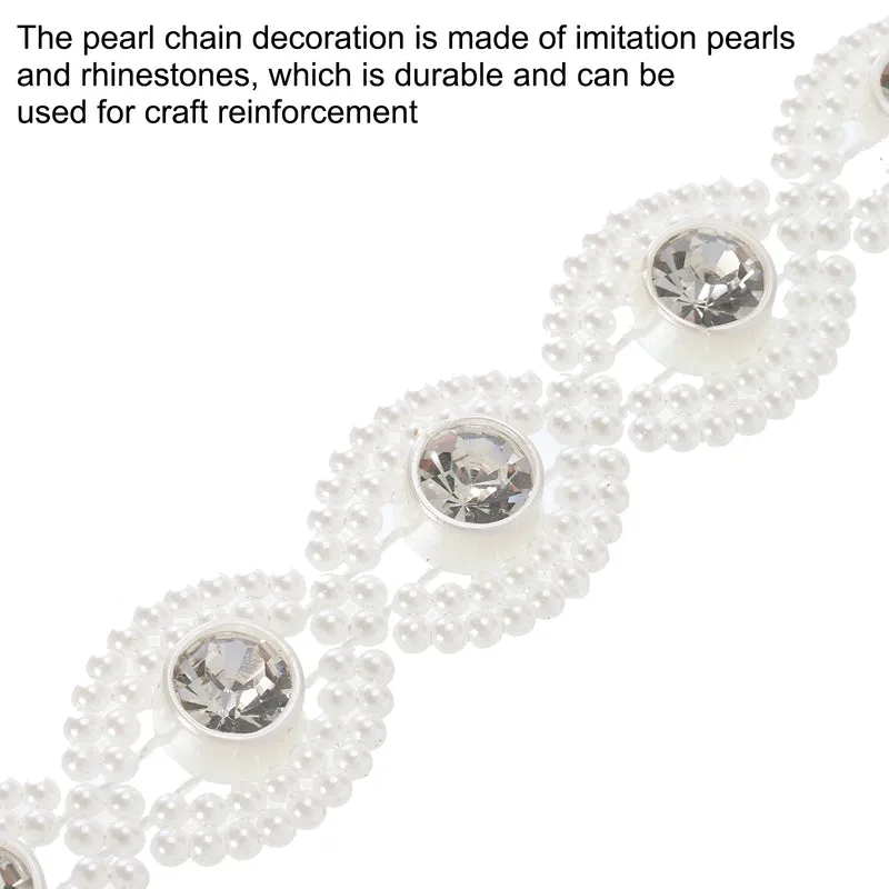 5 Yards Pearl Rhinestone Beaded Chain Trim for Dress Decoration,DIY Creative Decorations,Bouquet
