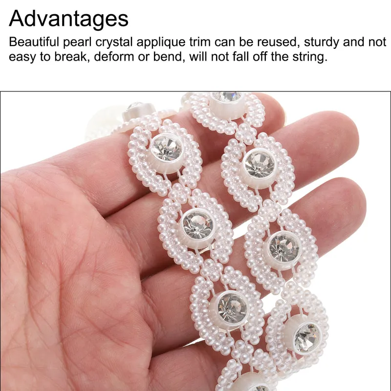 5 Yards Pearl Rhinestone Beaded Chain Trim for Dress Decoration,DIY Creative Decorations,Bouquet