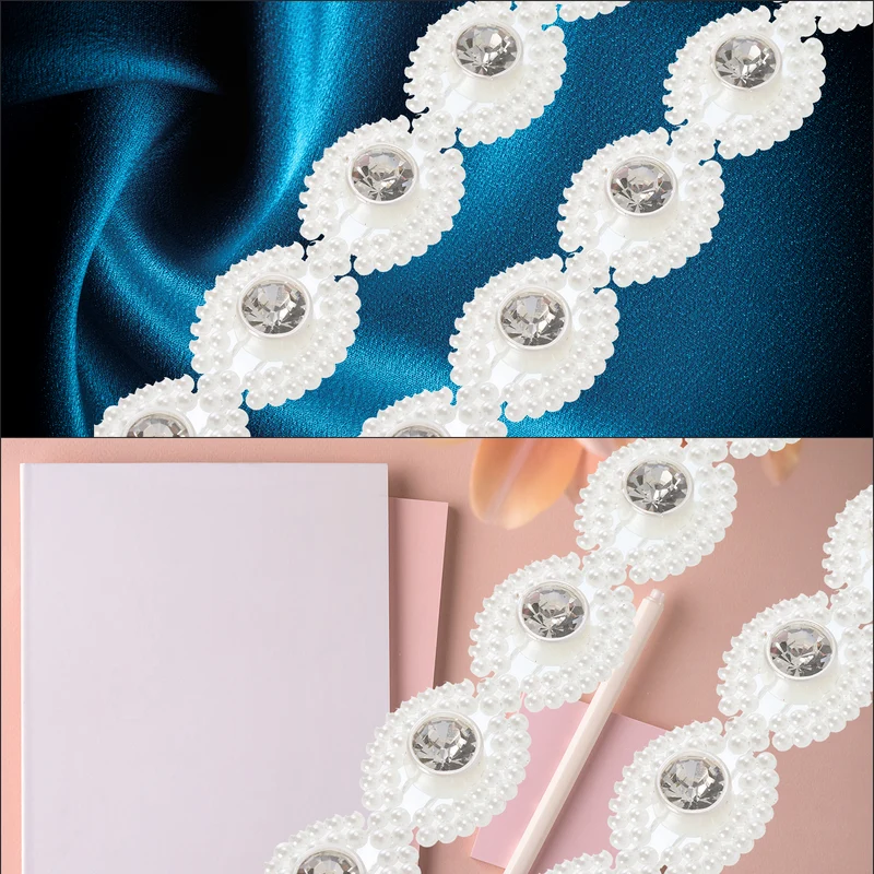 5 Yards Pearl Rhinestone Beaded Chain Trim for Dress Decoration,DIY Creative Decorations,Bouquet