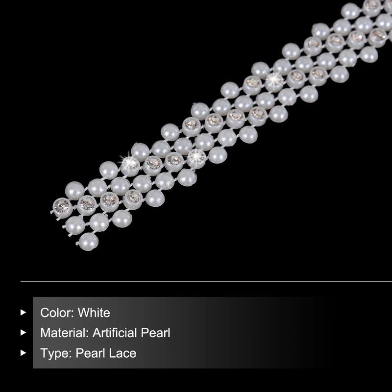 5 Yards of Flatback Pearl Applique Banding with Diamond Inlay Pearl Crafts Lace Rhinestones DIY Bead Chain Bead String Decorations