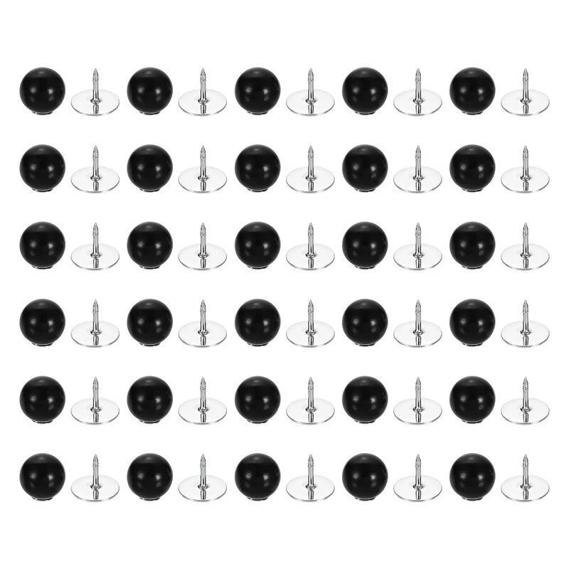 30 Set No Sew Pearl Buttons 0.4" (10mm) Removable Reusable Fixed Pins, Black