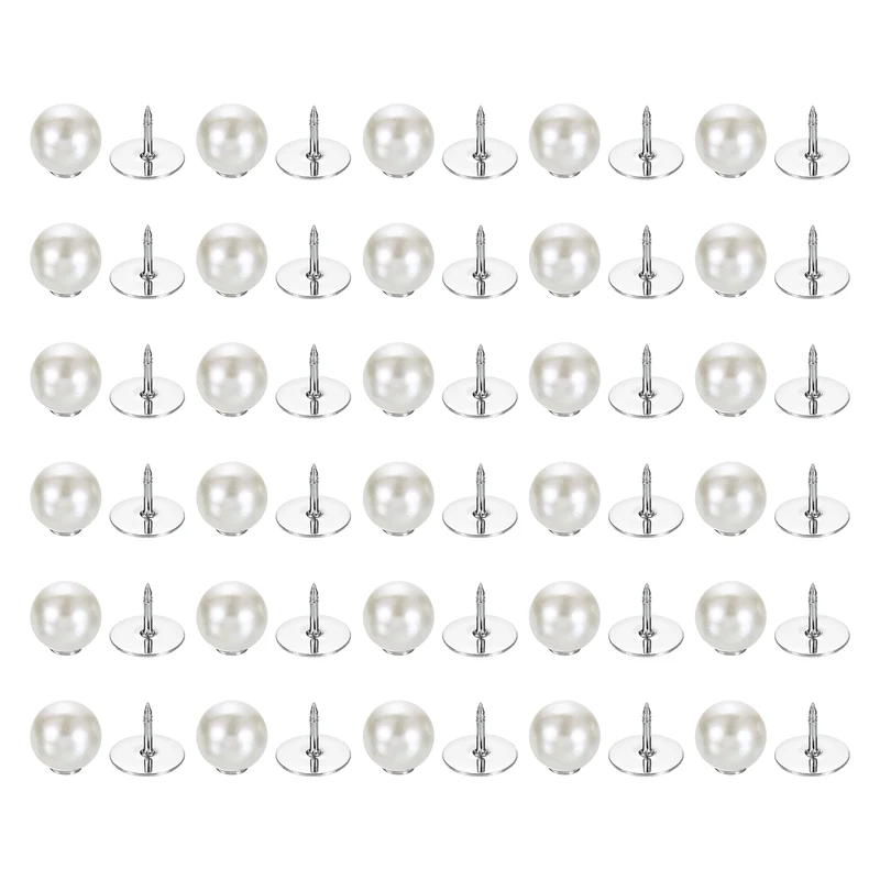 30 Set No Sew Pearl Buttons 0.4" (10mm) Removable Reusable Fixed Pins, White