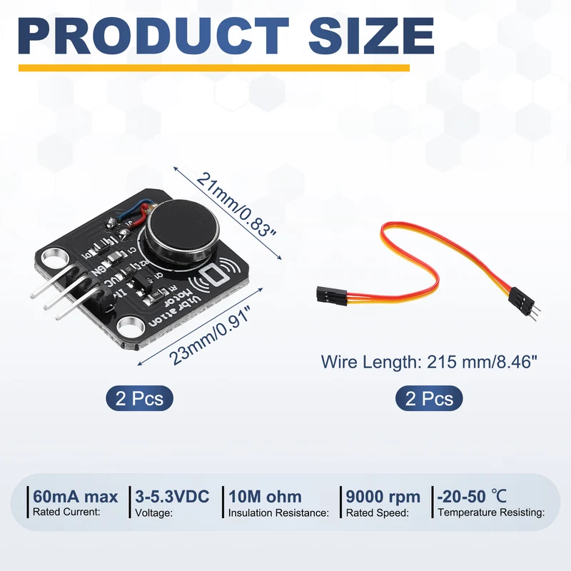 2Pcs Vibration Motor Module with Jump Wire, 9000RPM DC 3-5.3V Motor Module