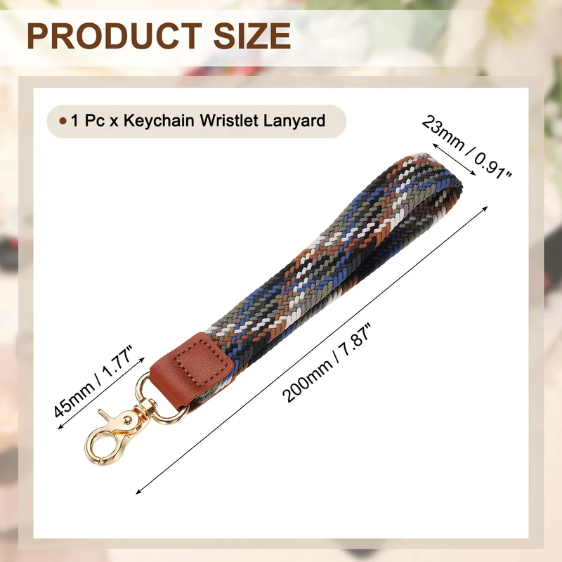 Wrist Lanyard Keychain, Braided Wristlet Strap with Gold Clasp, Mixed Gray