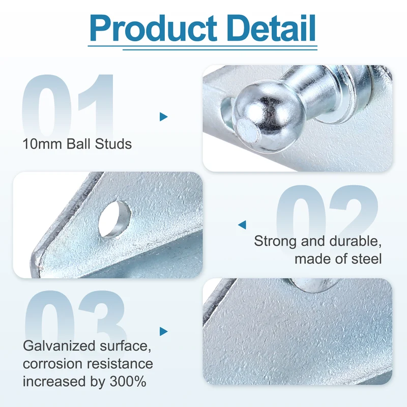 10MM Ball Stud Mounting Bracket, 4PCS Gas Struts Mounting Bracket 20PCS Screws
