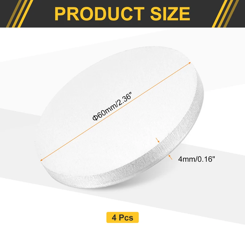 4Pcs Aluminum Disc, 2"(60mm) Dia 0.16"(4mm) Thick Round 5052 Aluminum Sheets