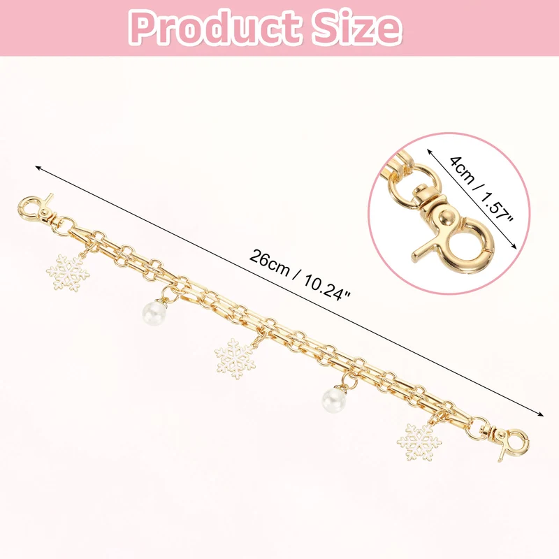 1Pcs 10" Snowflake Pearl Pendant Handbag Chain Strap, White